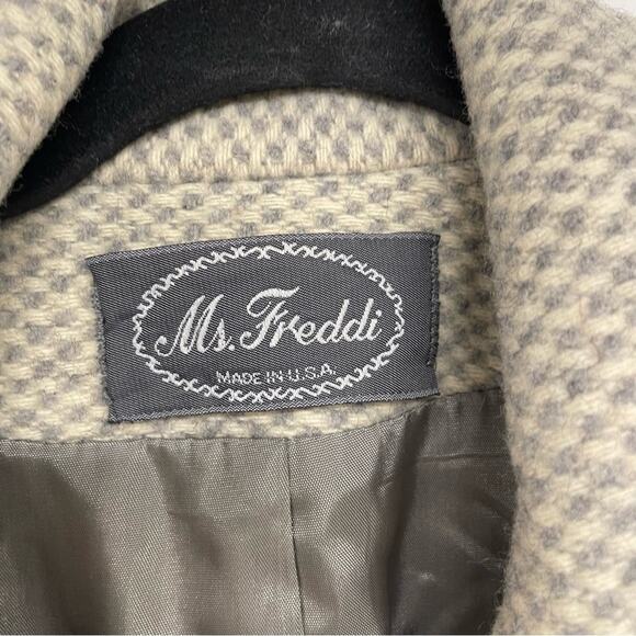 Vintage Ms Freddie Grey Wool Pea Coat Womens S 1960s Tweed Oversized Jacket - Picture 4 of 11